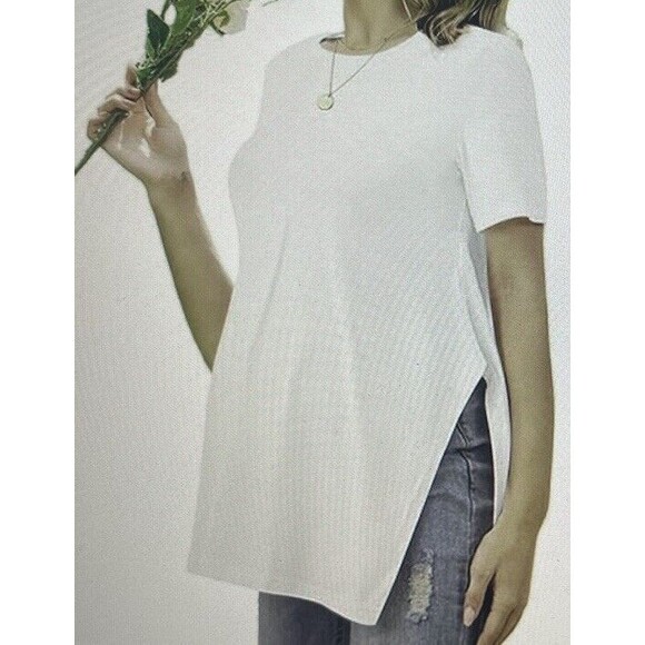 Ekouaer Women’s Maternity Shirt Short Sleeve Top Blouse Split Side Size Medium - Picture 2 of 4